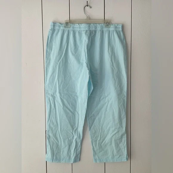 Ella Simone Cotton Pajama Set Sz XL Sky Blue NWOT Embroidered Pintuck Ribbon - Picture 13 of 16